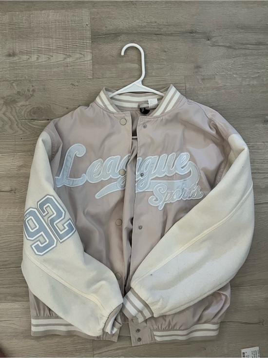 H&M Jackets & Blazers - H&M Pink & Cream Varsity Bomber Jacket